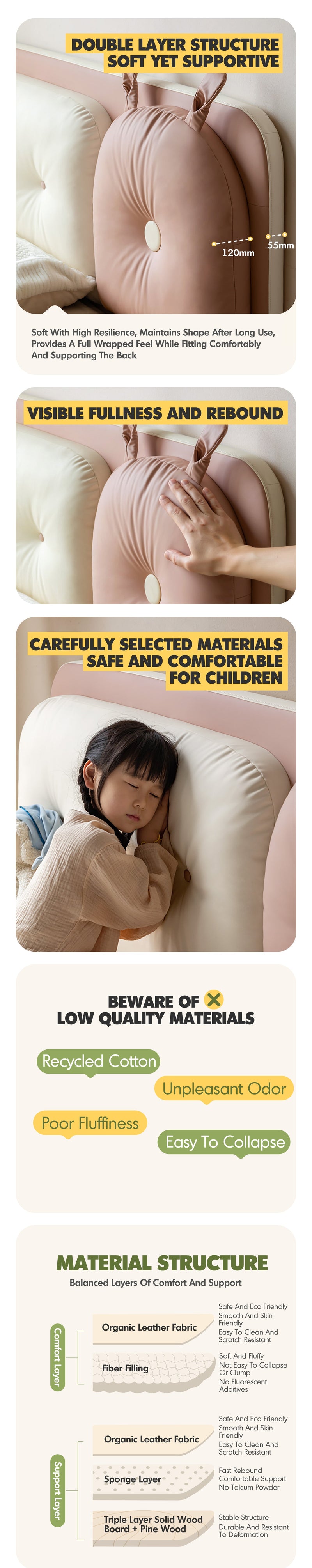 more product details and feature of Modern Microfiber Leather Kids Bed ELORA