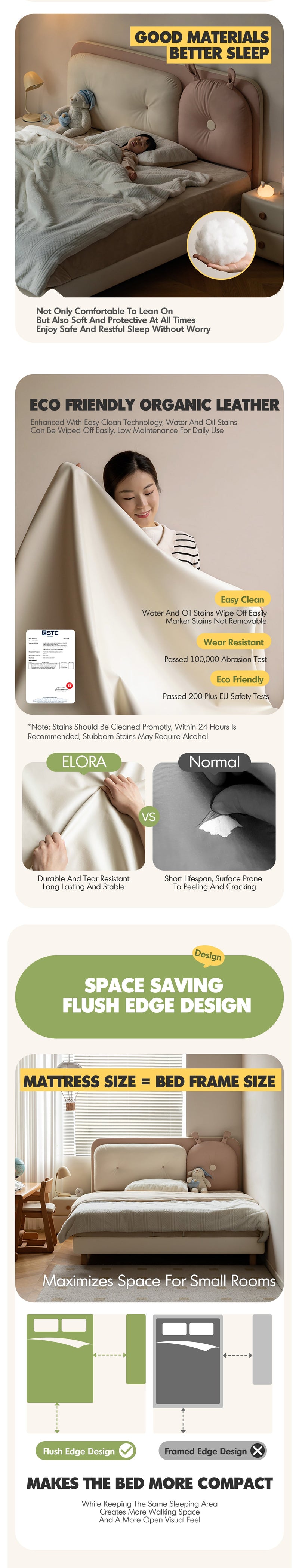 more product details and feature of Modern Microfiber Leather Kids Bed ELORA