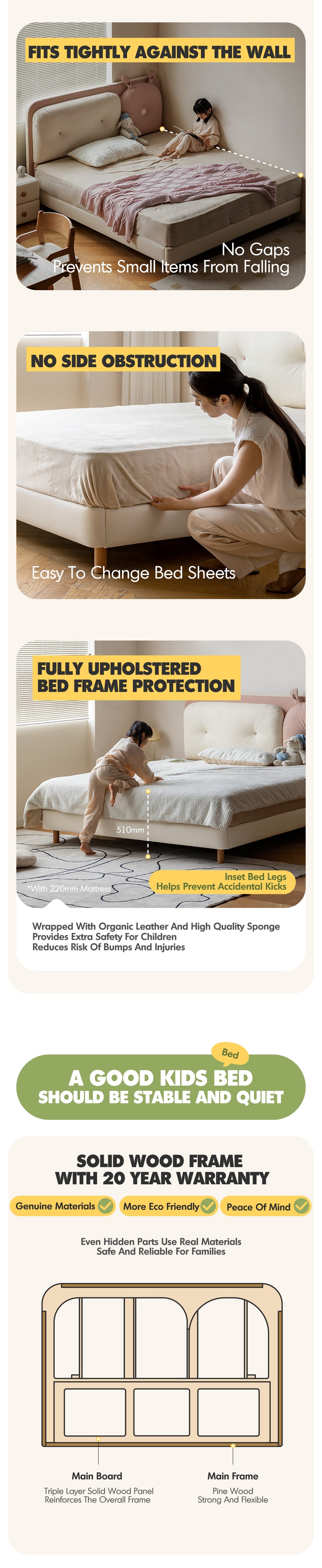 more product details and feature of Modern Microfiber Leather Kids Bed ELORA