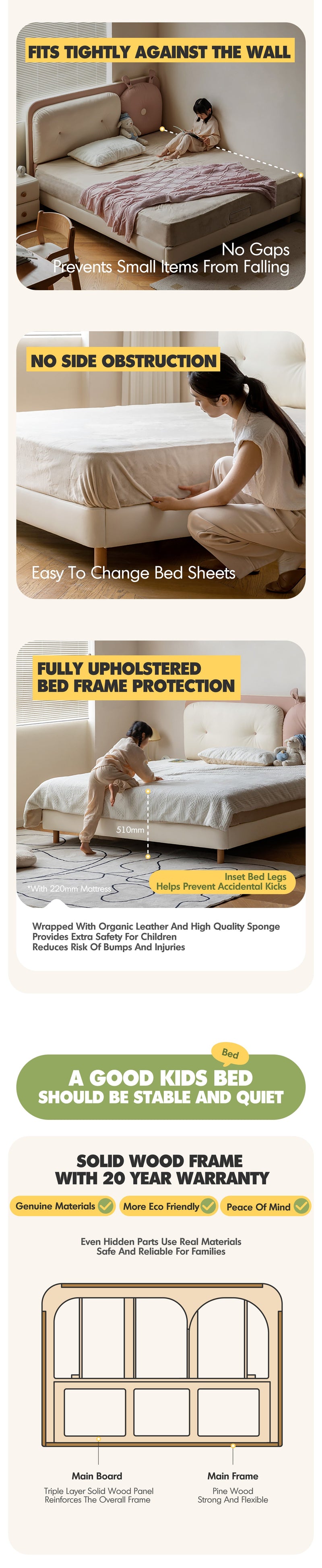 more product details and feature of Modern Microfiber Leather Kids Bed ELORA