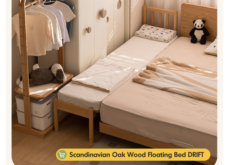 more product details and feature of Scandinavian Beech Wood Height Adjustable Kids Sidecar Bed With Mattress ANCHOR