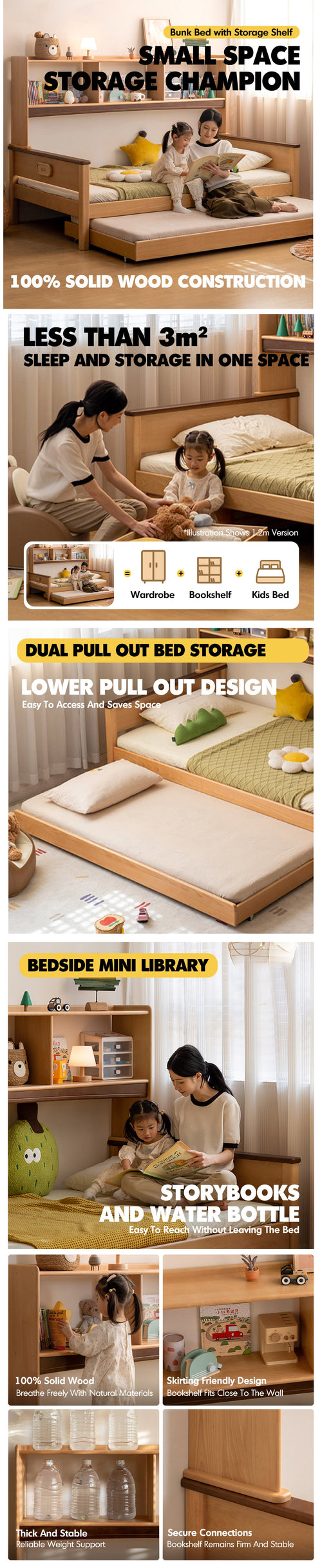 Scandinavian Beech Wood Kids Bunk Storage Bed VELTO Good to Know Preview-1
