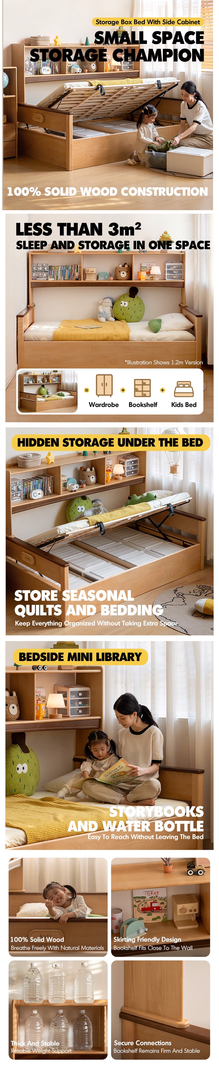 Scandinavian Beech Wood Kids Storage Bed VELTO Good to Know Preview-1