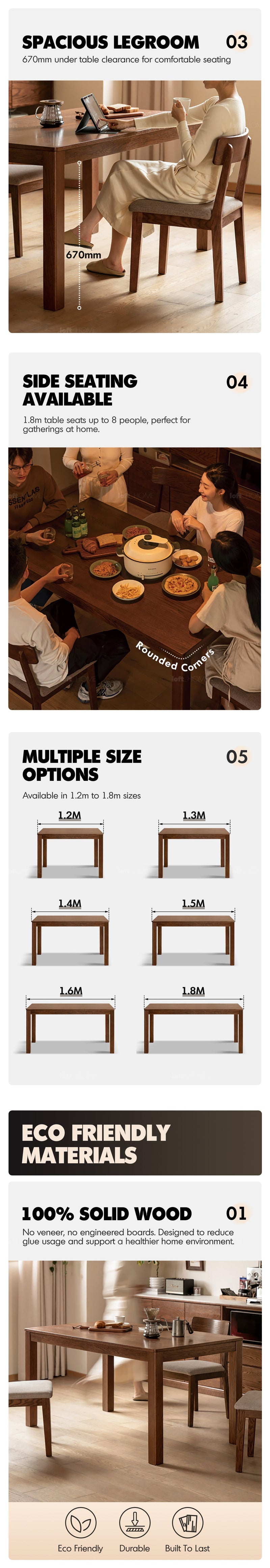 more product details and feature of Scandinavian Oak Wood Dining Table ELM