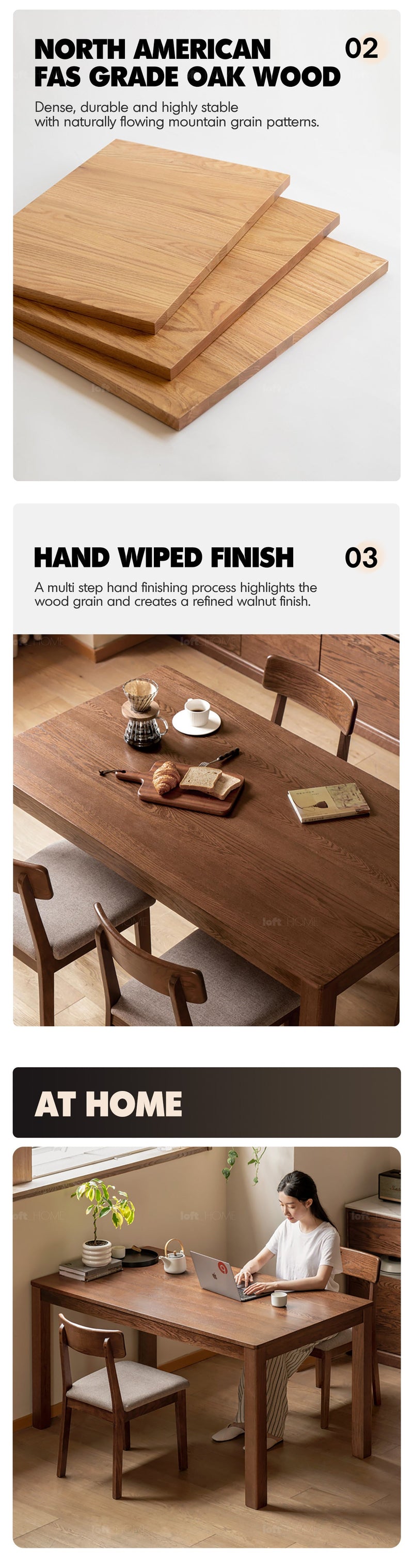 more product details and feature of Scandinavian Oak Wood Dining Table ELM