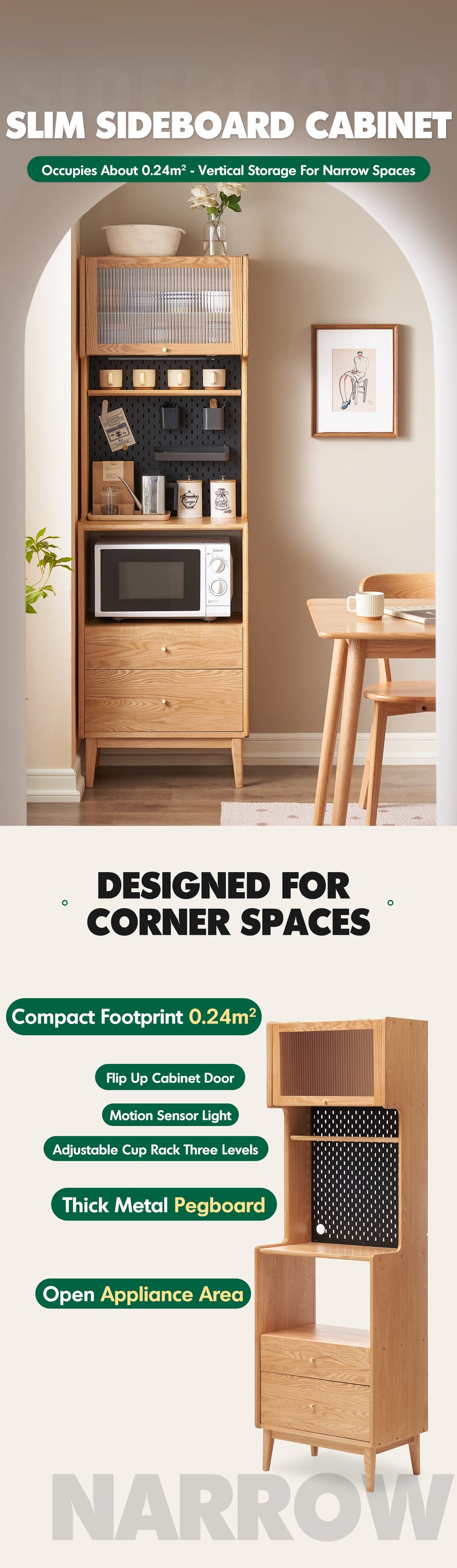more product details and feature of Scandinavian Oak Wood Kitchen Cabinet HEMU