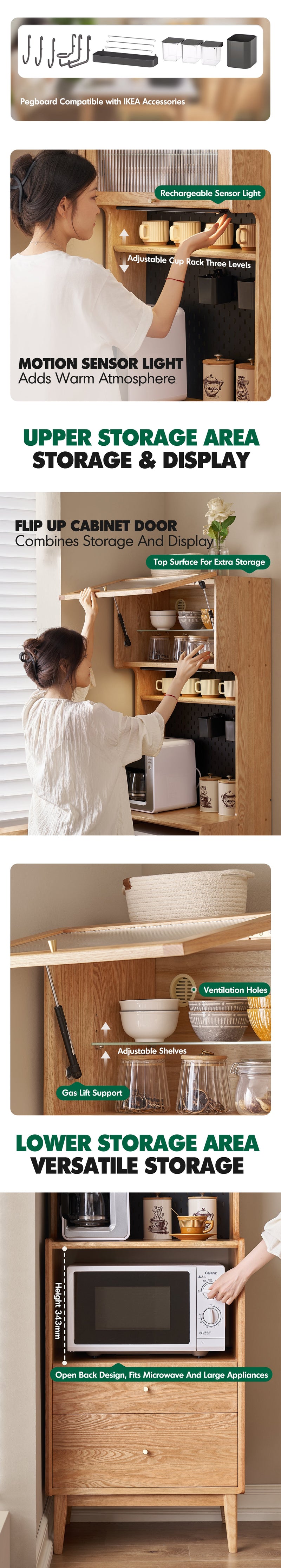 more product details and feature of Scandinavian Oak Wood Kitchen Cabinet HEMU