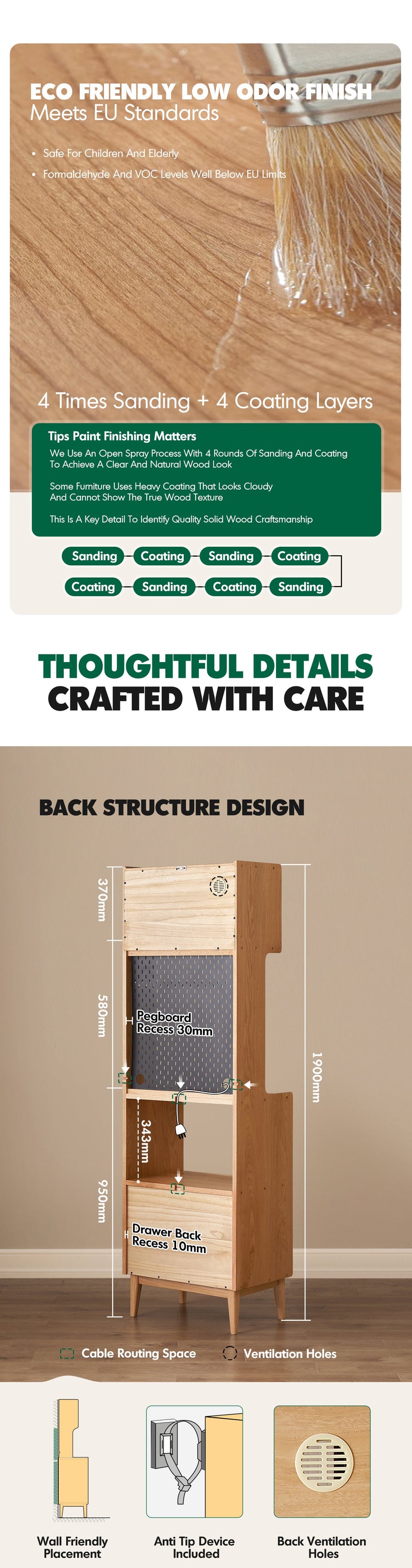 more product details and feature of Scandinavian Oak Wood Kitchen Cabinet HEMU