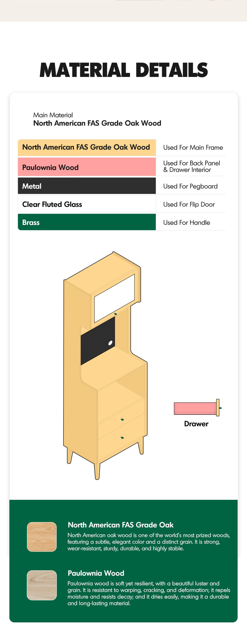 more product details and feature of Scandinavian Oak Wood Kitchen Cabinet HEMU
