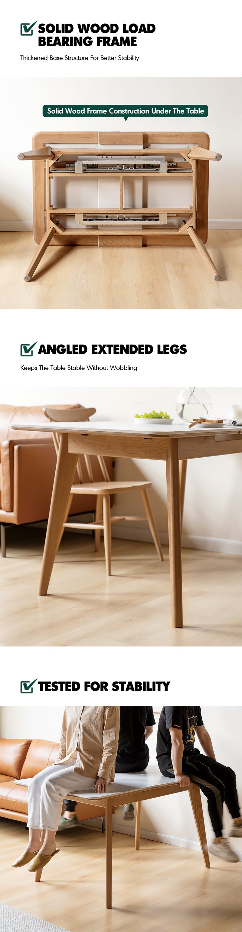 more product details and feature of Scandinavian Oak Wood Sintered Stone Extendable Dining Table SHIFT