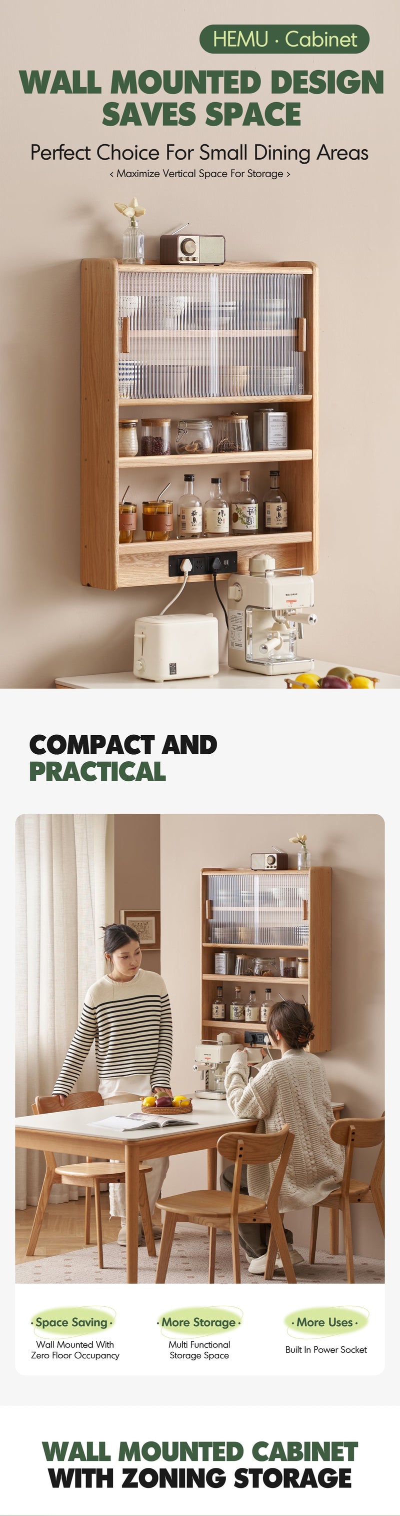 more product details and feature of Scandinavian Oak Wood Wall Hanging Cabinet HEMU
