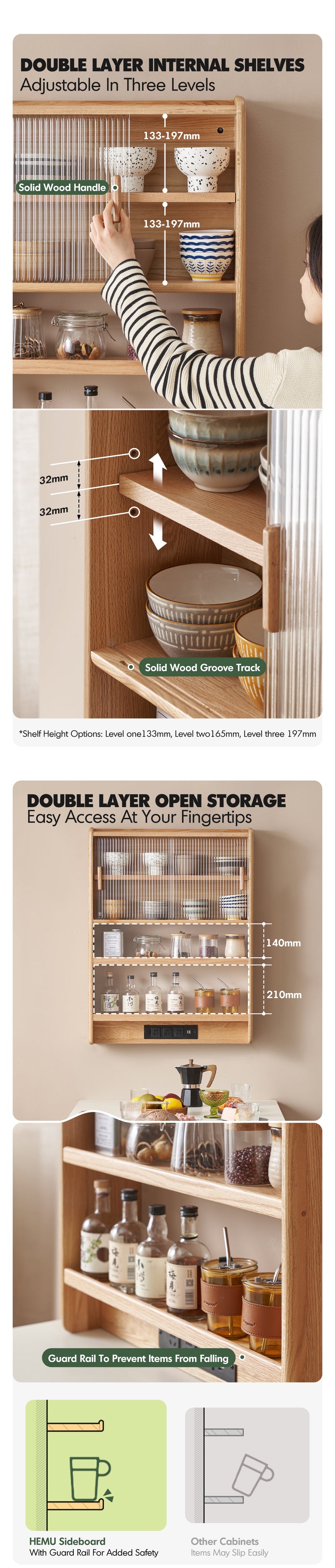 more product details and feature of Scandinavian Oak Wood Wall Hanging Cabinet HEMU