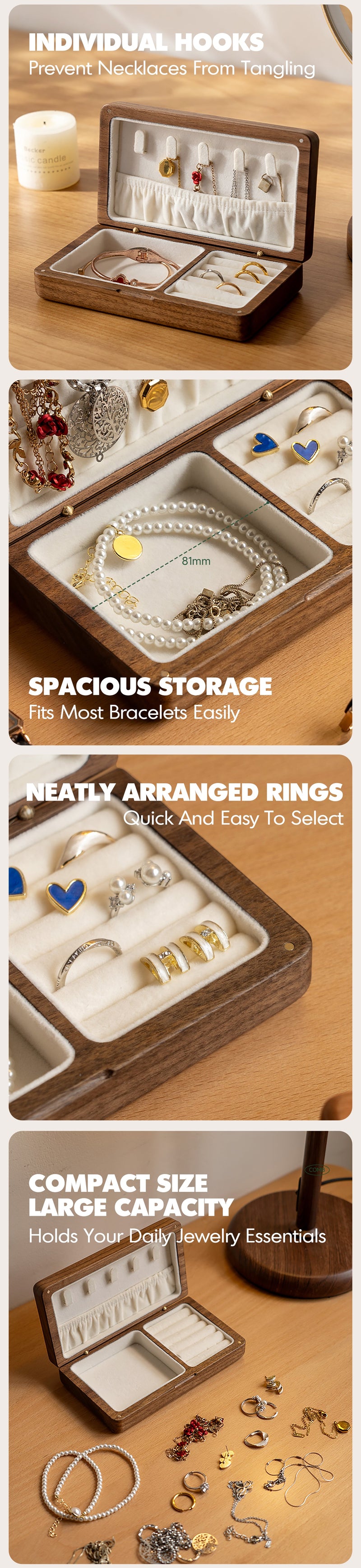 more product details and feature of Scandinavian Solid Wood Jewelry Box KEEPSA