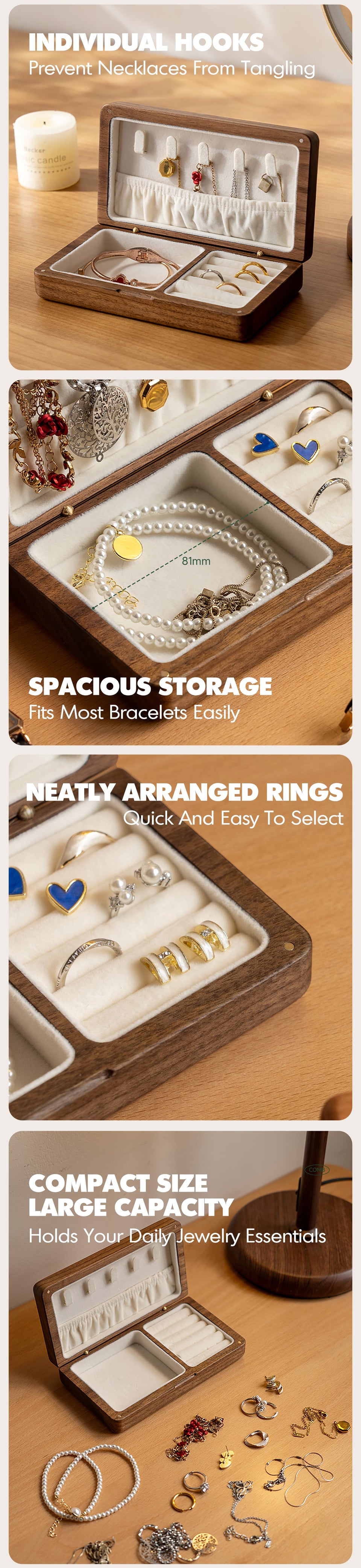 more product details and feature of Scandinavian Solid Wood Jewelry Box KEEPSA