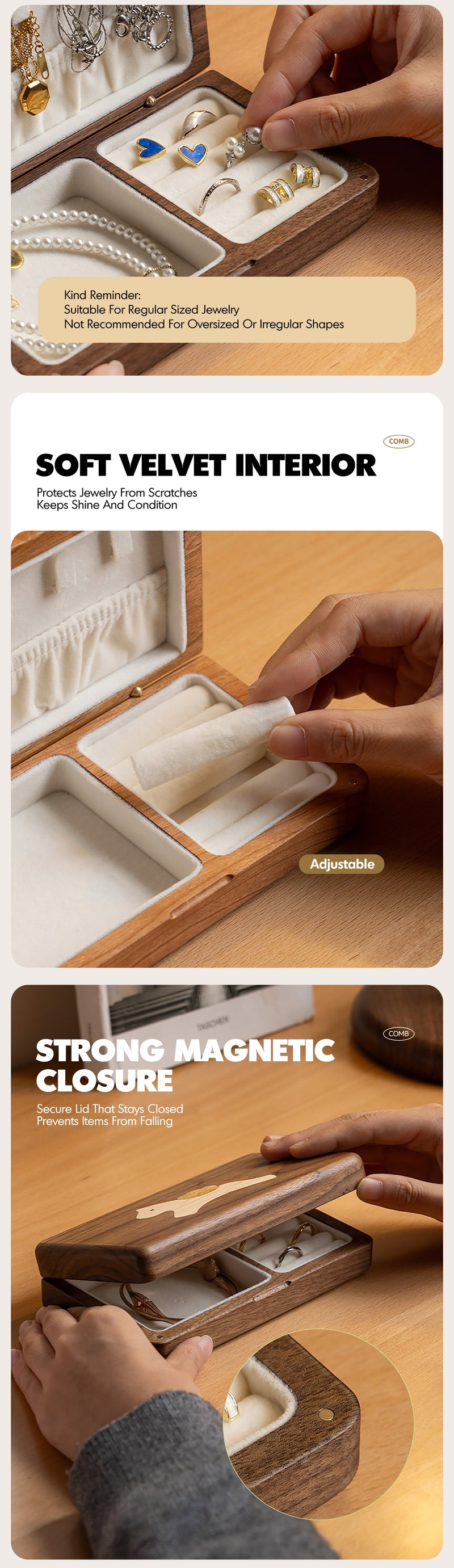 more product details and feature of Scandinavian Solid Wood Jewelry Box KEEPSA