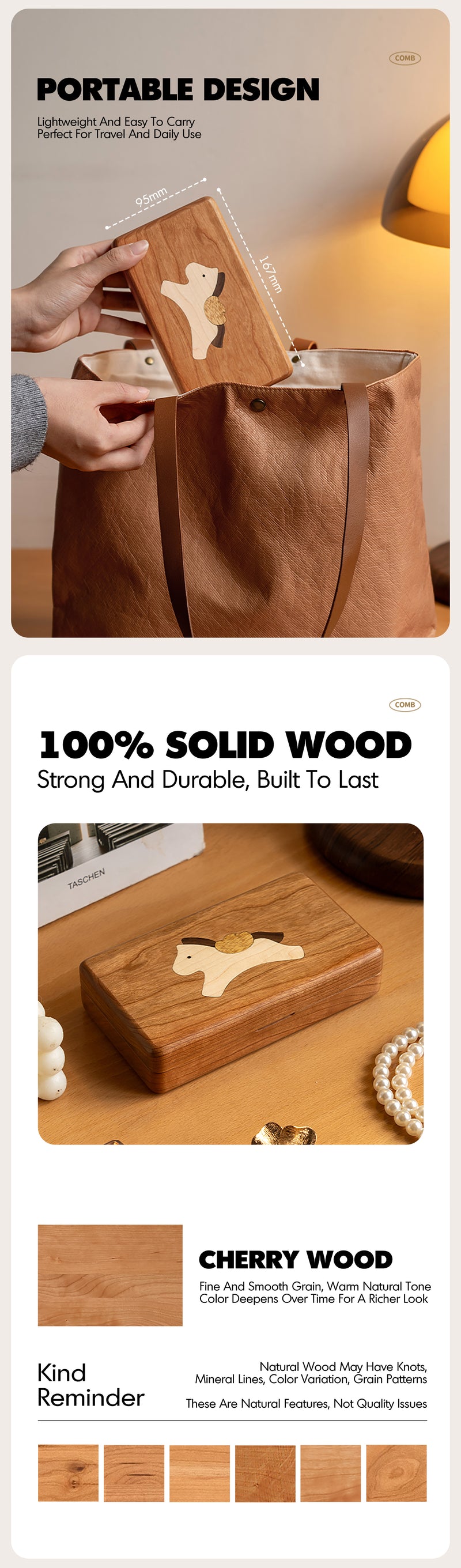 more product details and feature of Scandinavian Solid Wood Jewelry Box KEEPSA