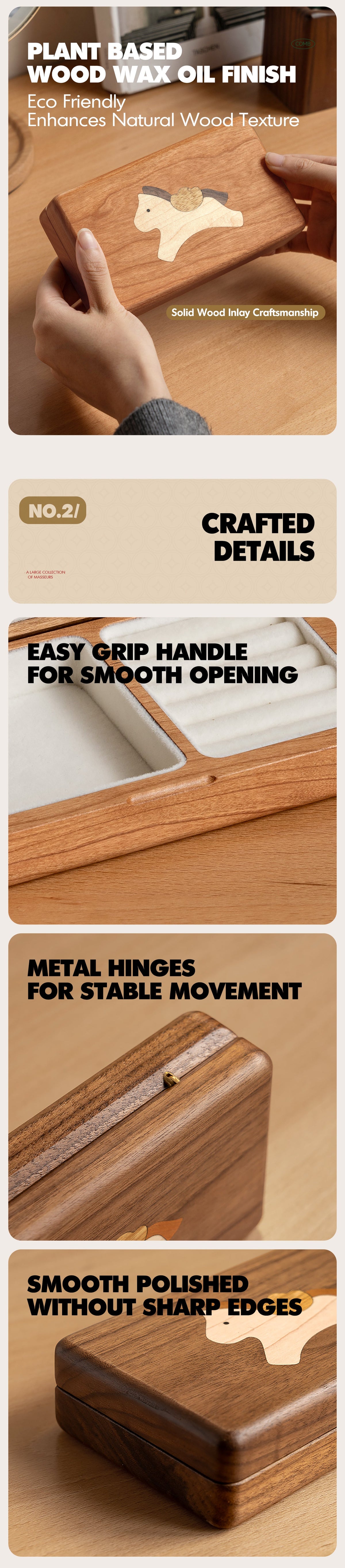 more product details and feature of Scandinavian Solid Wood Jewelry Box KEEPSA