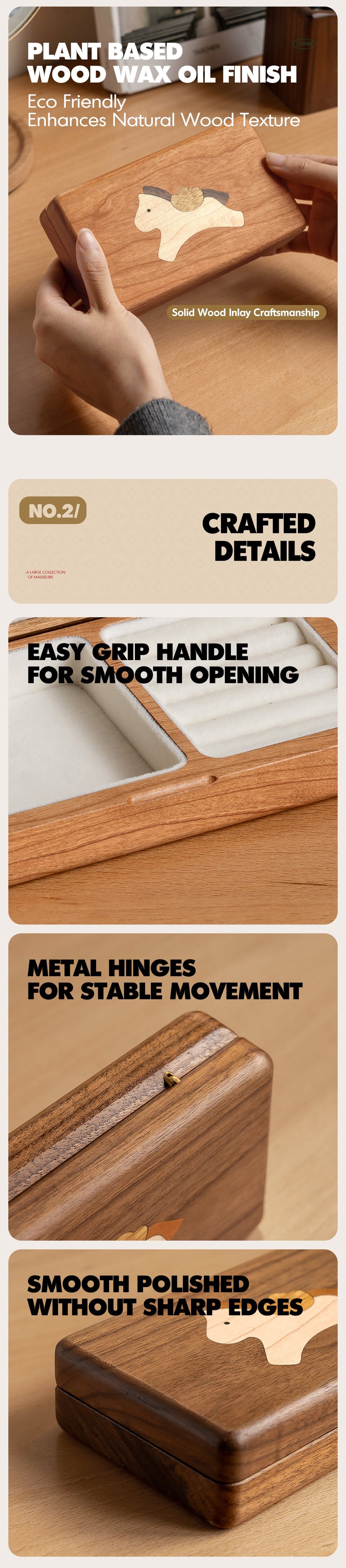 more product details and feature of Scandinavian Solid Wood Jewelry Box KEEPSA