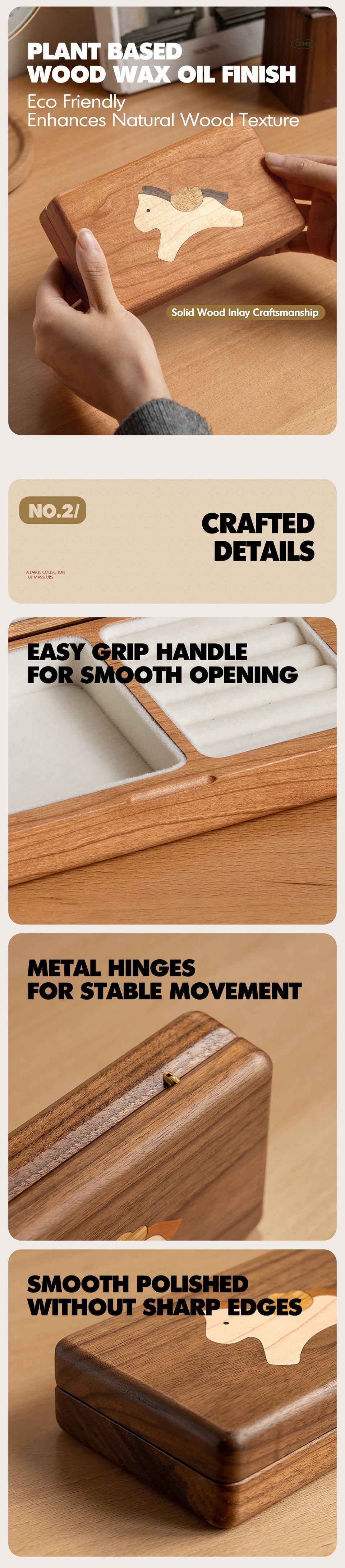 more product details and feature of Scandinavian Solid Wood Jewelry Box KEEPSA