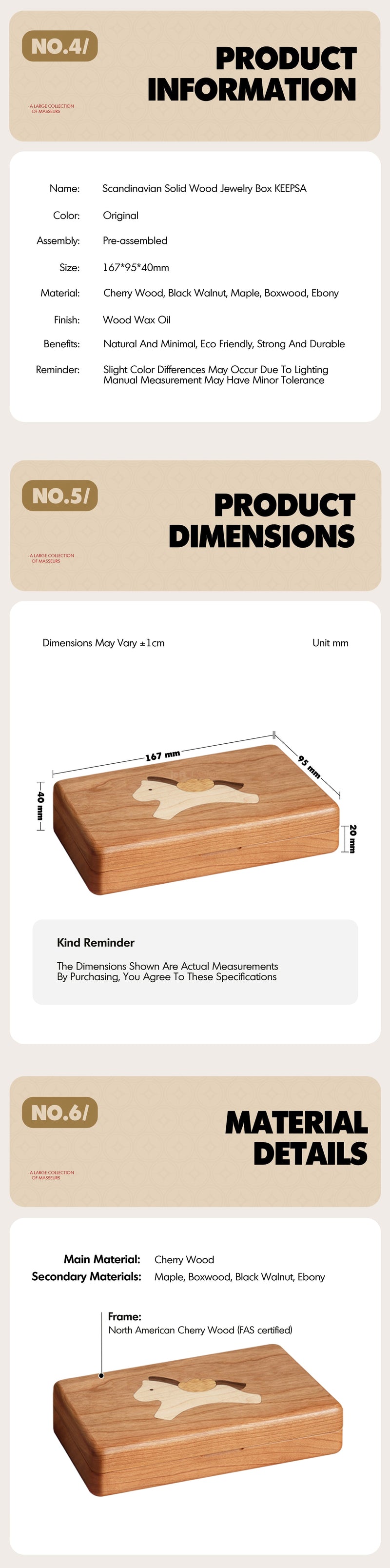 more product details and feature of Scandinavian Solid Wood Jewelry Box KEEPSA