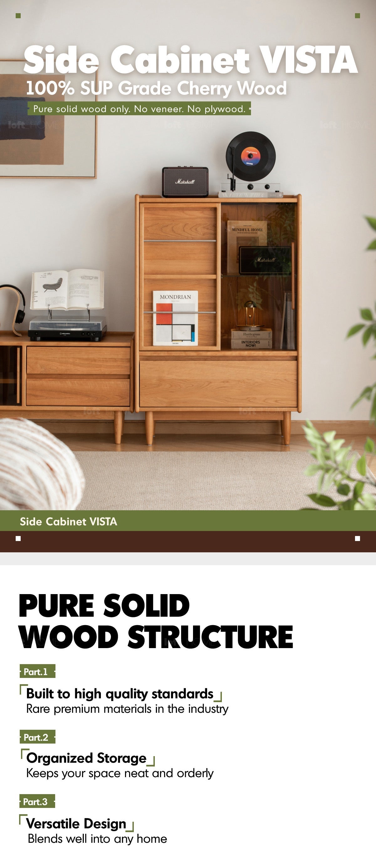 Scandinavian Cherry Wood Side Cabinet VISTA More Details and Instruction
