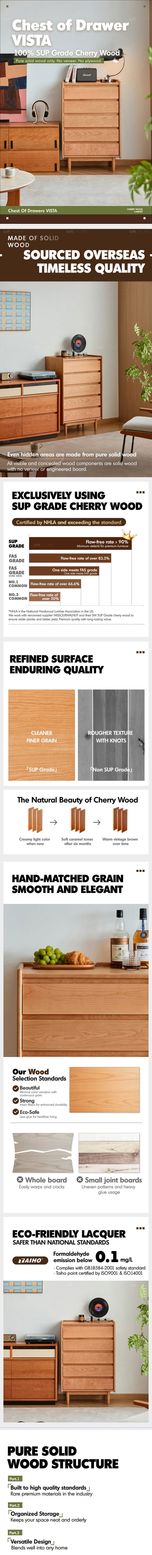 Scandinavian Cherry Wood Chest Of 5 Drawers VISTA Good to Know Preview-1