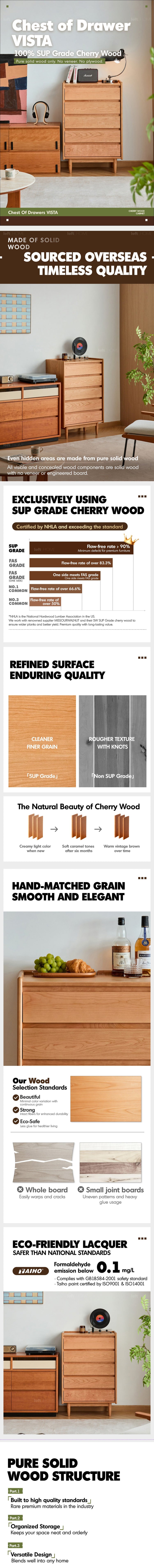 Scandinavian Cherry Wood Chest Of 5 Drawers VISTA Good to Know Preview-1