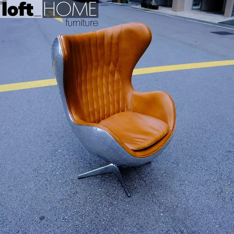 Industrial aluminium 1 seater sofa egg in real life style.