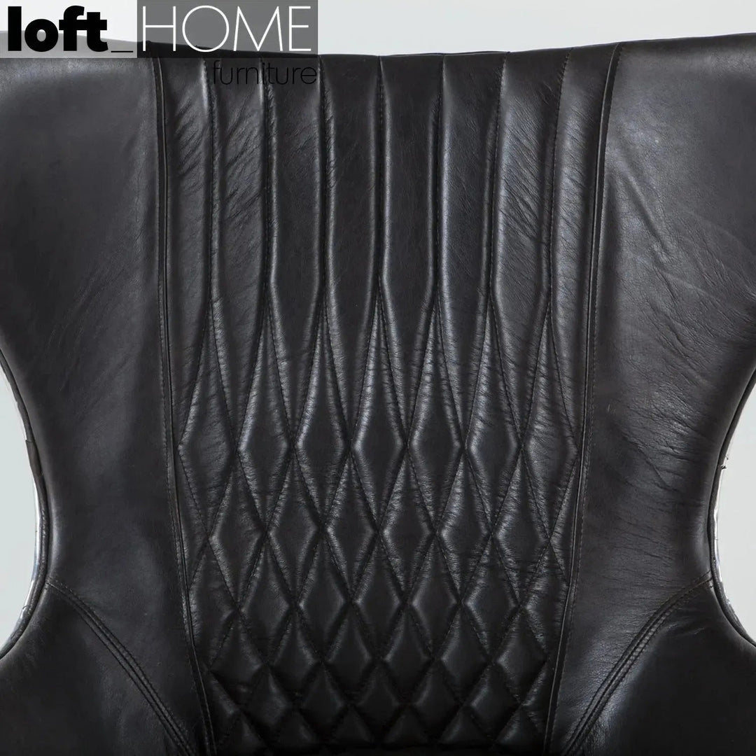 Industrial aluminium 1 seater sofa egg in panoramic view.