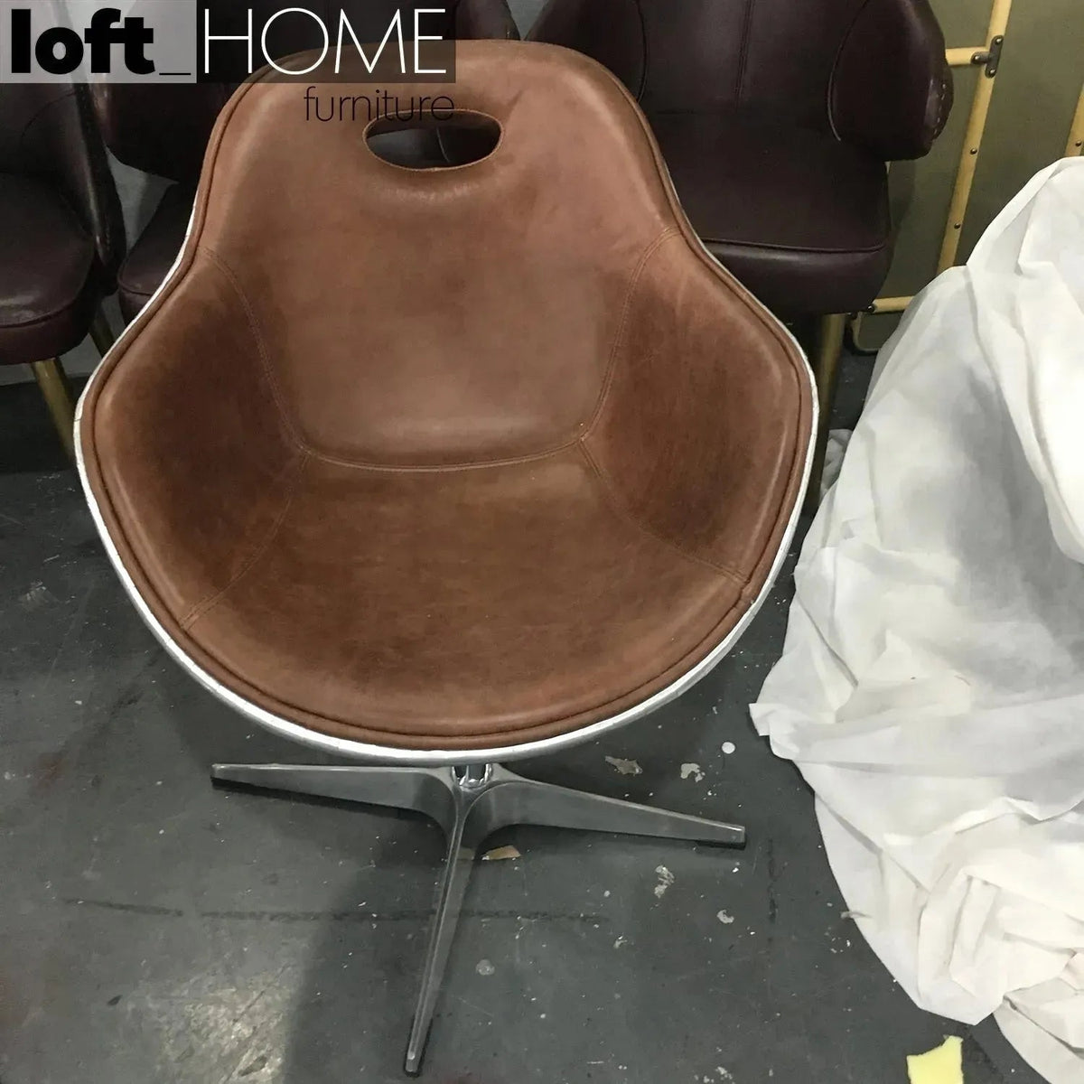 Industrial aluminium genuine leather 1 seater sofa aircraft x in real life style.