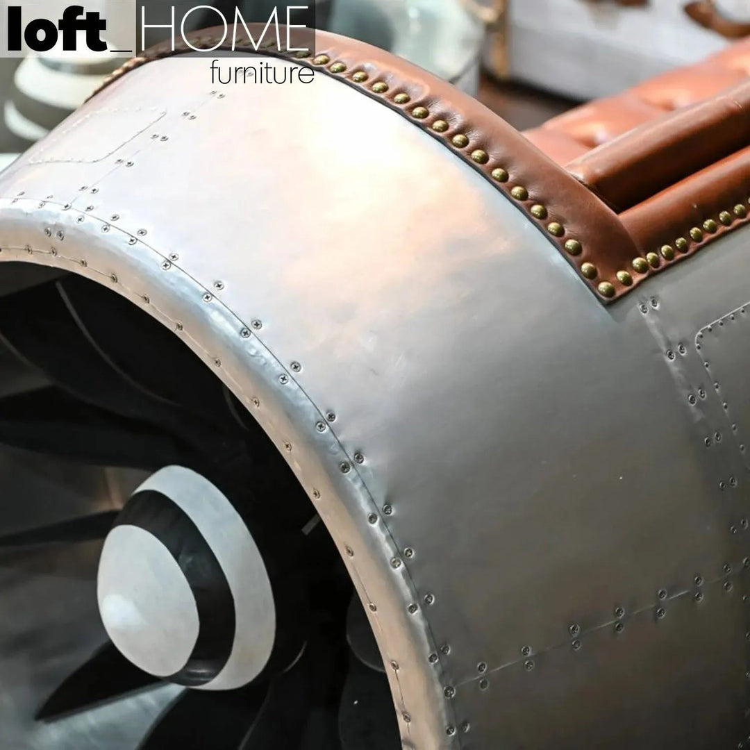 Industrial Aluminium Genuine Leather 2 Seater Sofa ENGINE