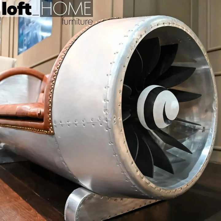Industrial Aluminium Genuine Leather 2 Seater Sofa ENGINE