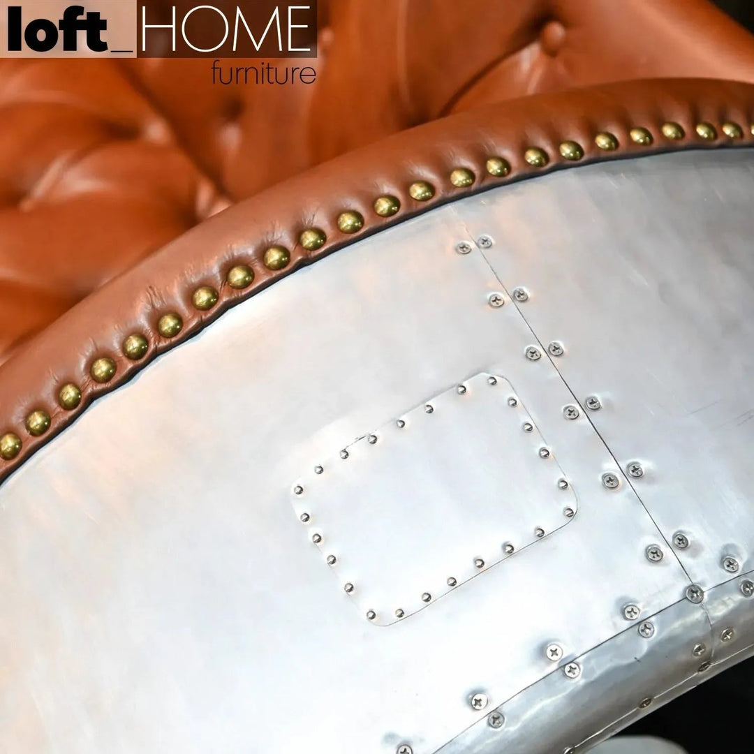 Industrial Aluminium Genuine Leather 2 Seater Sofa ENGINE