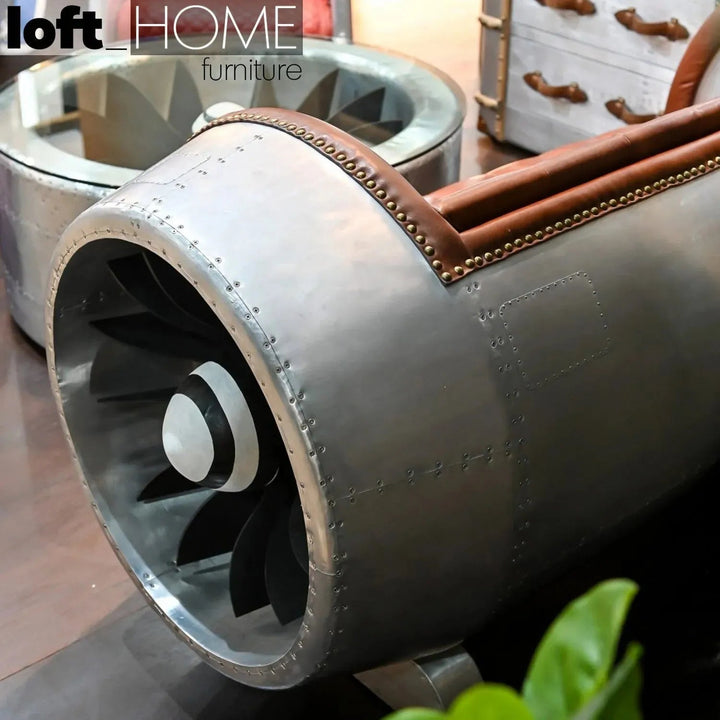 Industrial Aluminium Genuine Leather 2 Seater Sofa ENGINE