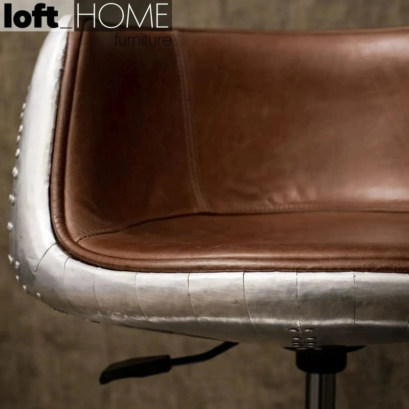 Industrial aluminium genuine leather bar chair aircraft situational feels.