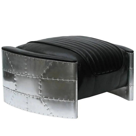 Industrial aluminium ottoman aircraft in white background.