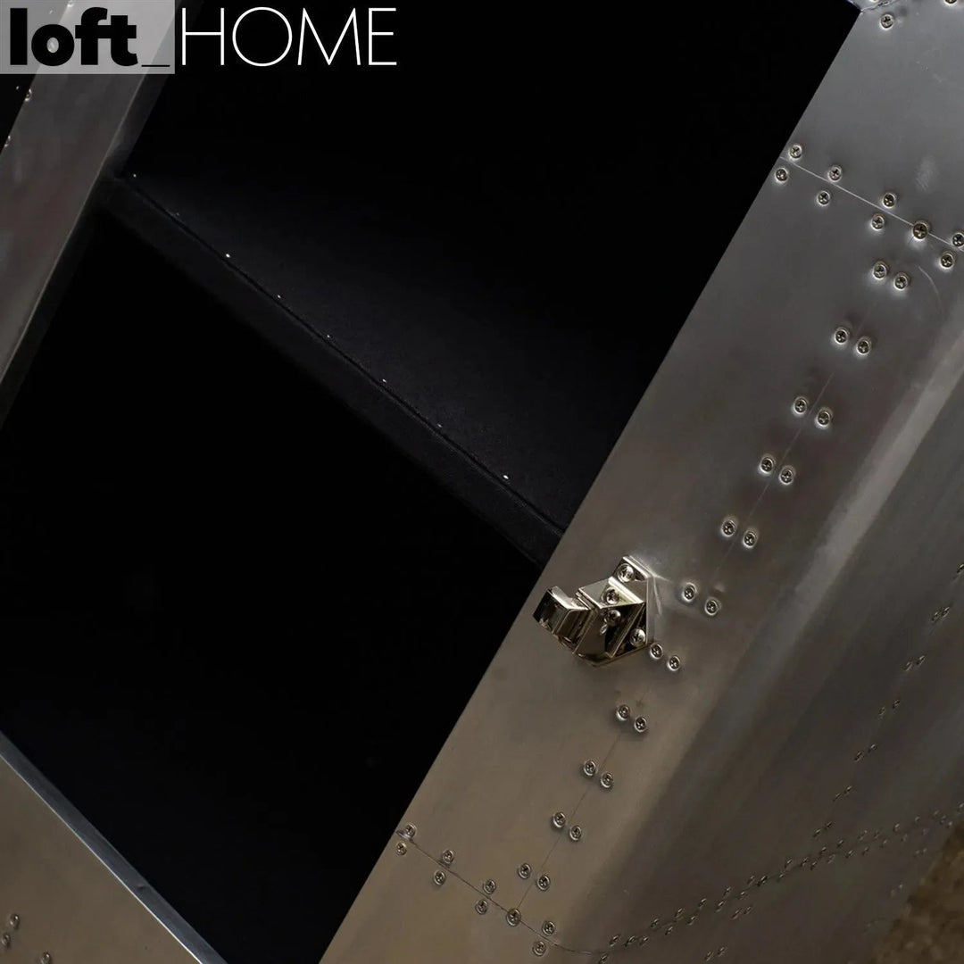 Industrial aluminium storage cabinet jetdoor in still life.