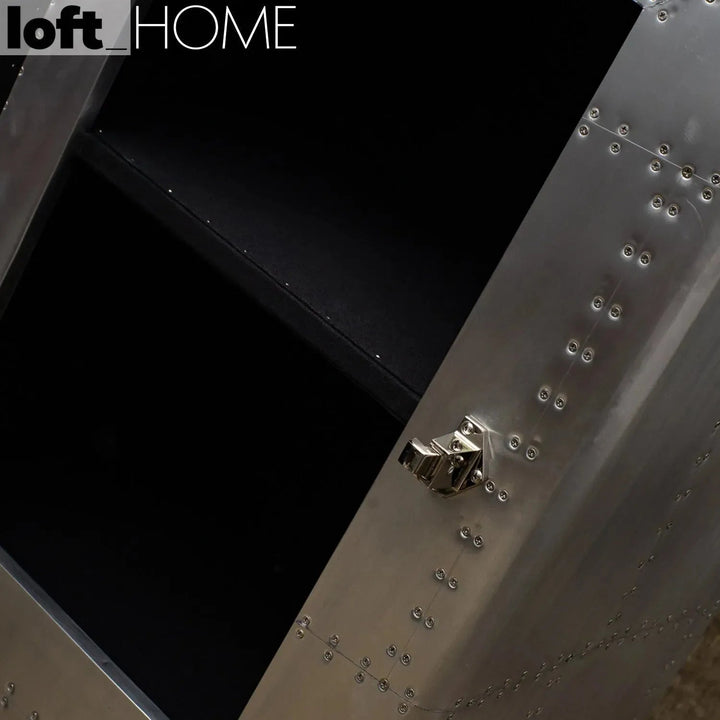 Industrial aluminium storage cabinet jetdoor in still life.