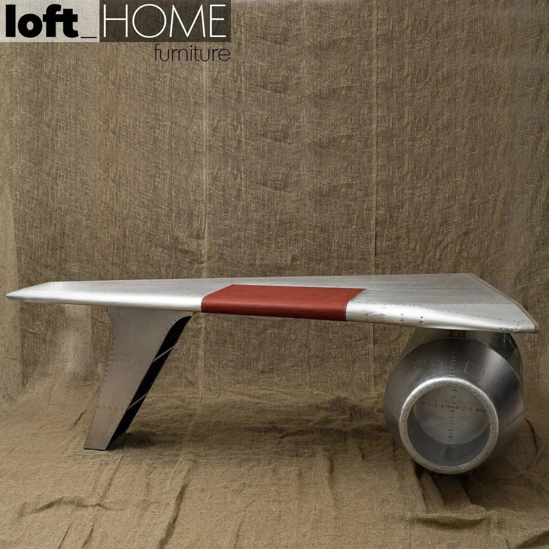 Industrial aluminium study table aircraft engine color swatches.