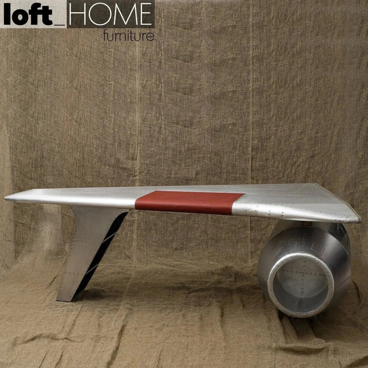 Industrial aluminium study table aircraft engine color swatches.
