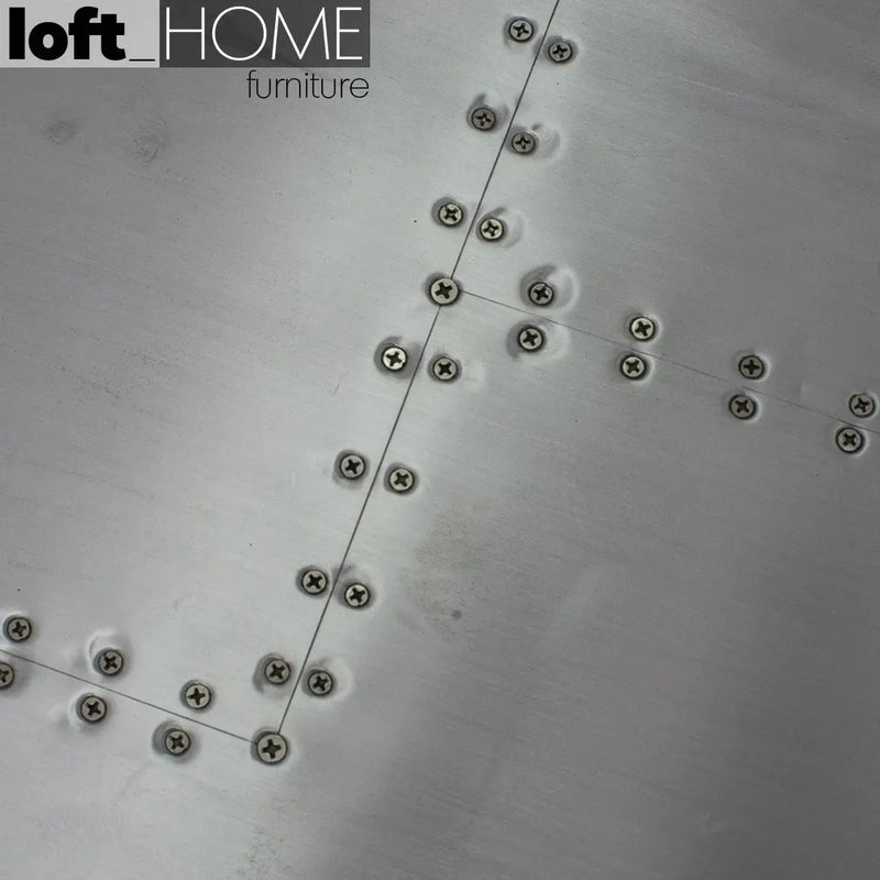 Industrial aluminium study table aircraft in close up details.
