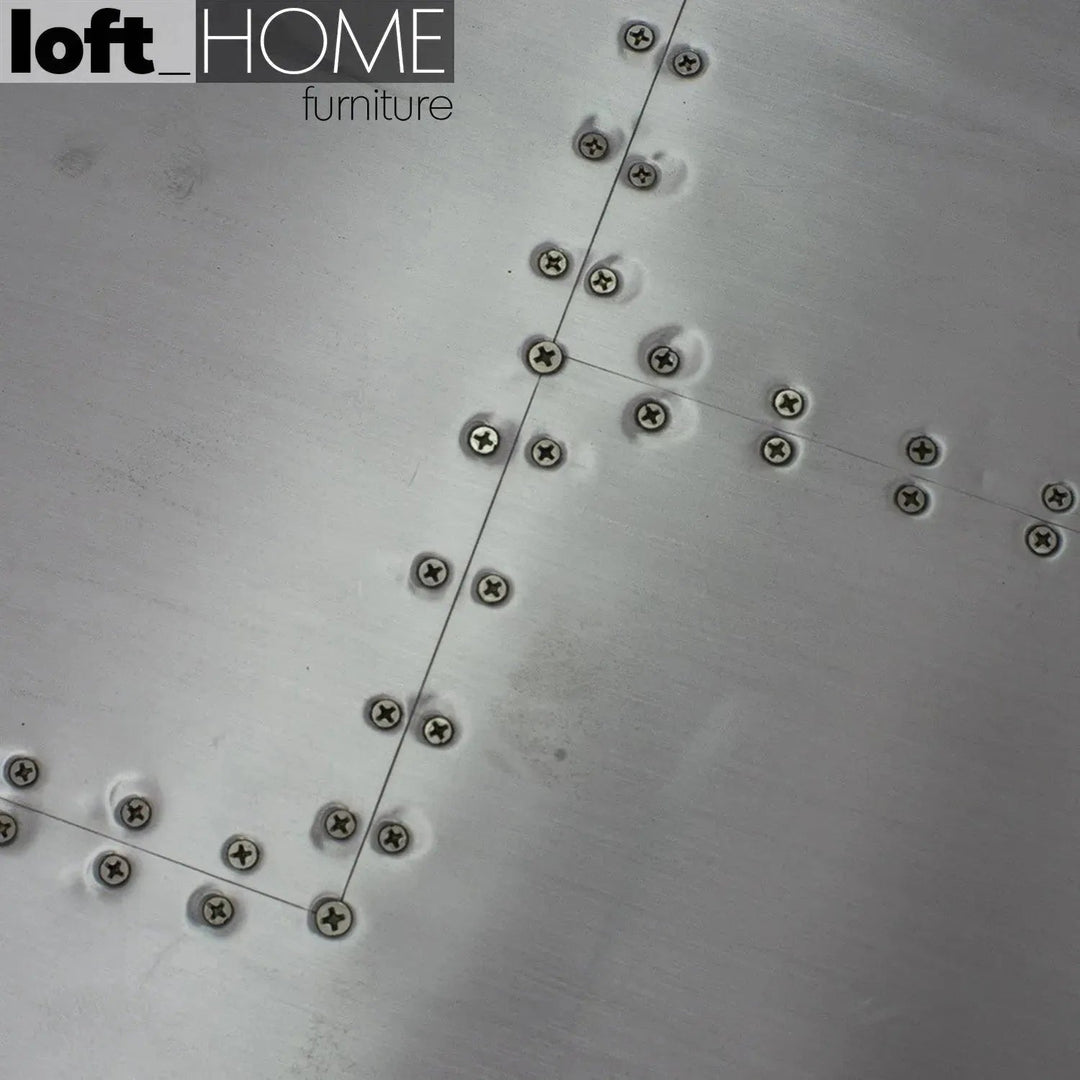 Industrial aluminium study table aircraft in close up details.