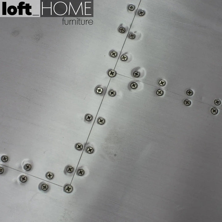 Industrial aluminium study table aircraft in close up details.