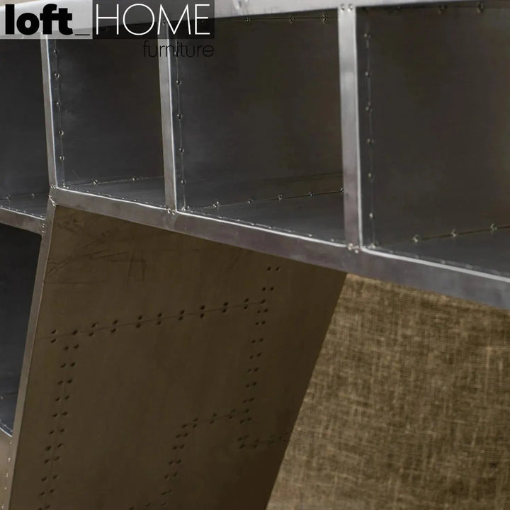 Industrial aluminium study table aircraft in panoramic view.