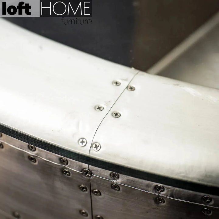 Industrial Aluminium Tempered Glass Coffee Table ENGINE