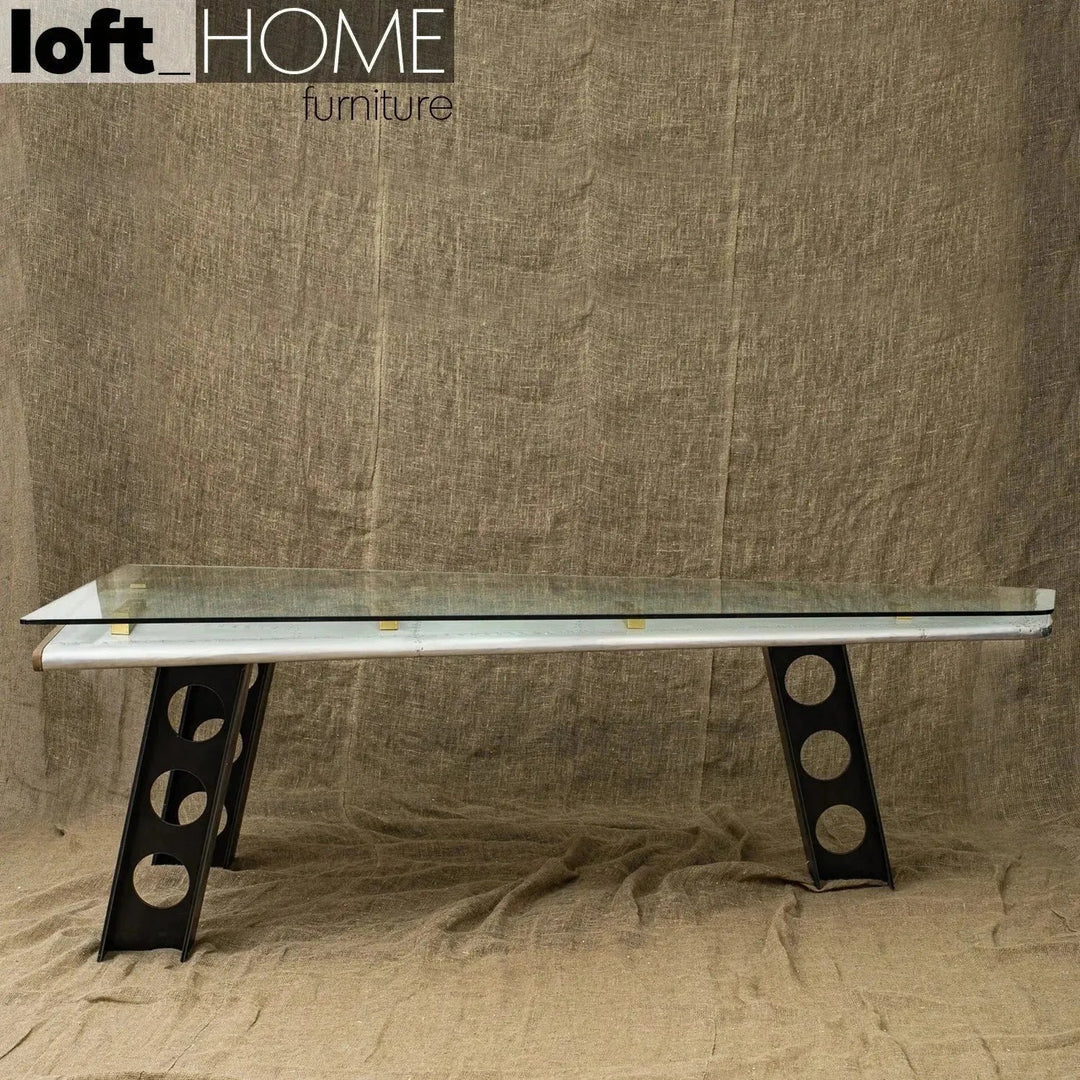 Industrial Aluminium Tempered Glass Study Table SKYWAY