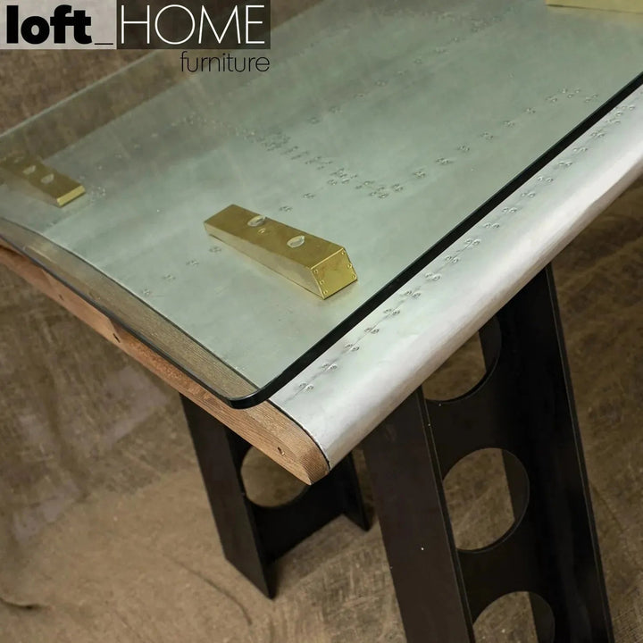 Industrial Aluminium Tempered Glass Study Table SKYWAY