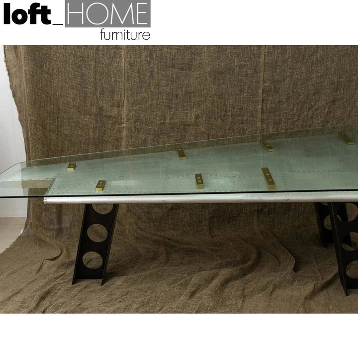 Industrial Aluminium Tempered Glass Study Table SKYWAY