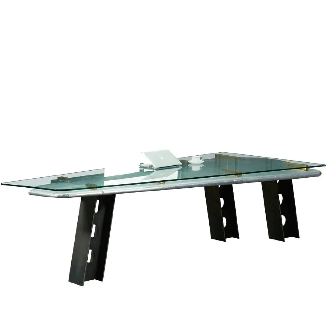 Industrial Aluminium Tempered Glass Study Table SKYWAY