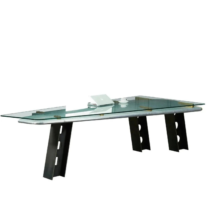 Industrial Aluminium Tempered Glass Study Table SKYWAY